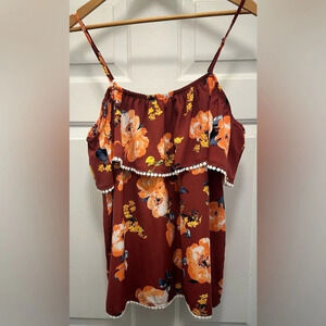 Miss Chievous Women’s Off the Shoulder Red Floral Blouse Size 2X